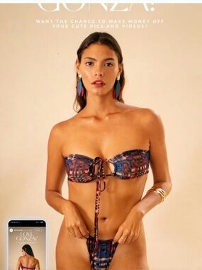 Triangle Top Bikini Set in Multicolor Print